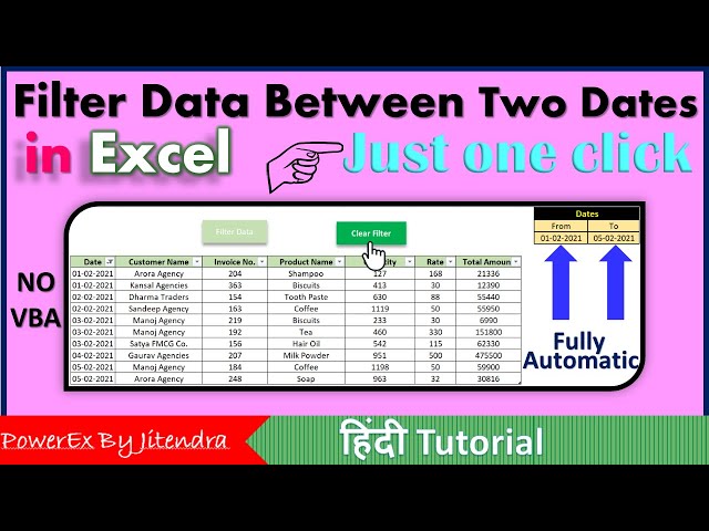 Filter Data Betweeen Two Dates in Excel | Fully Automated | No VBA