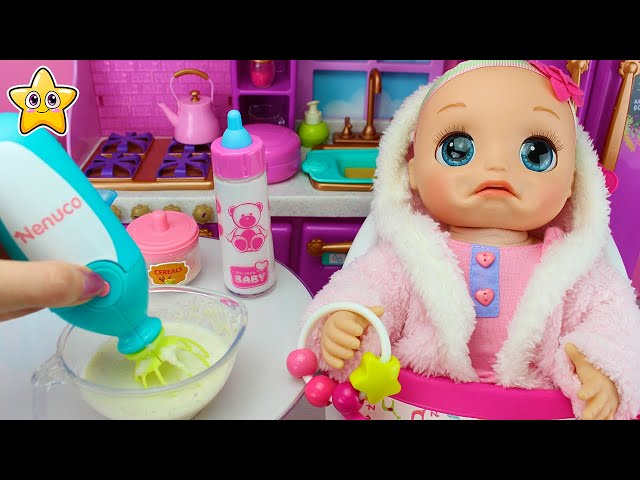 BABY ALIVE Real 👶🍼 RUTINA de MAÑANA, TARDE y NOCHE - Cuidando de mi MUÑECA BEBÉ Todo el Día
