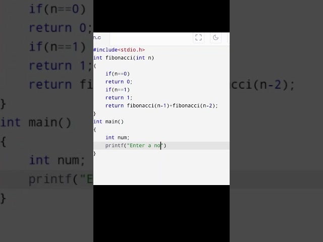 " Fibonacci Number Calculation Using Recursion in C"