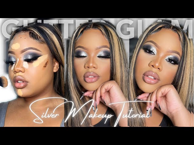 SILVER GLITTER SMOKEY EYE MAKEUP TUTORIAL 🤍| VERY DETAILED & BEGINNER FRIENDLY ✨