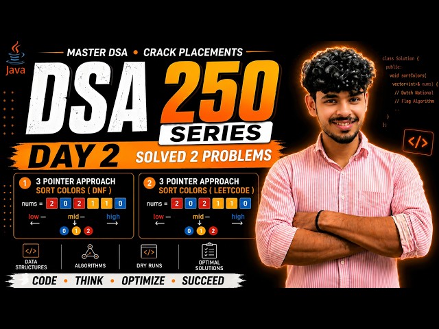 Sort Colors | Java DSA 250 Series 🔥 | LeetCode 75 | Theory + Optimal Solution | Day 2
