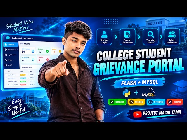 🔥 College Student Grievance Portal | Python Flask + MySQL | MCA/BCA Final Year Project | Tamil Pro🚀🎓