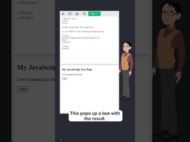 JavaScript Output - Part 3 - alert() - #w3schools #javascript #programming