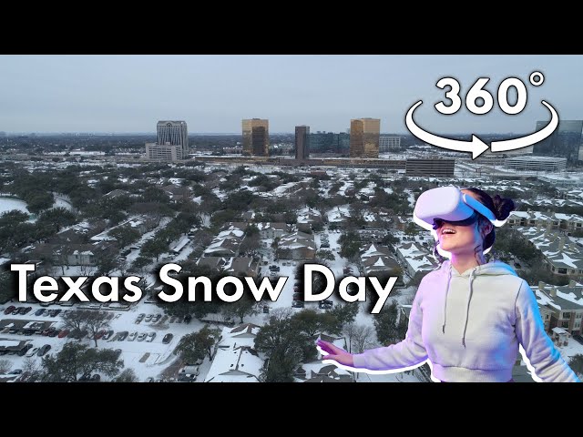 Texas Snow Day 360° VR | Skiing and Walking in the Snow | February 2022 8K