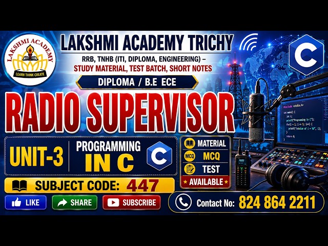 TNPSC Radio Supervisory Unit-III programming in C Part-2 Diploma-B.E ECE Code:447 #electronics#engin