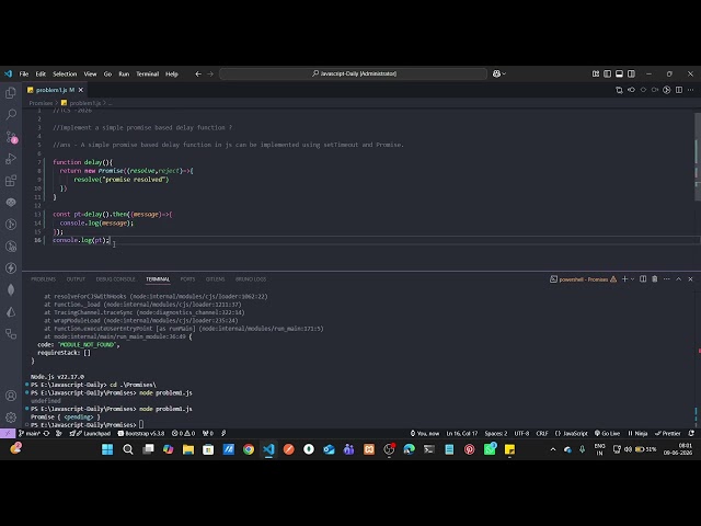 Promise Based Delay Function |TCS Interview 2026 | Promise with SetTimeout | Javascript | Frontend