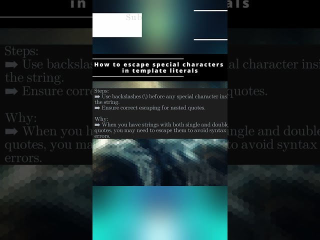 How to escape special characters in template literals 🧬 JavaScript 🧬 #shorts