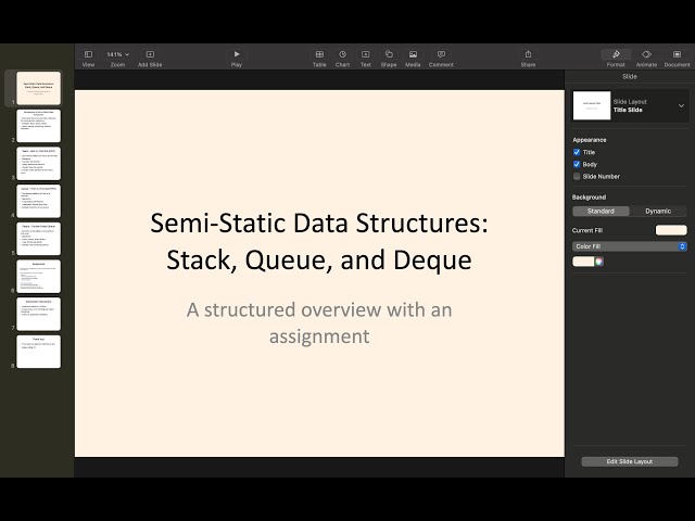 Semistatic Data Structures: Stack, Queue va Deque