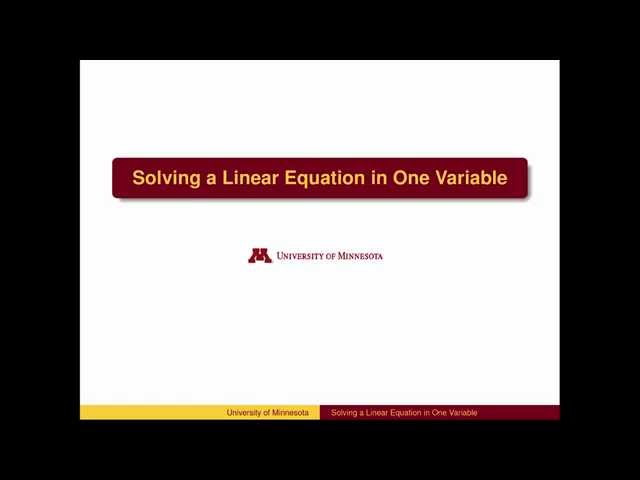 AL21 - Solving Linear Equations