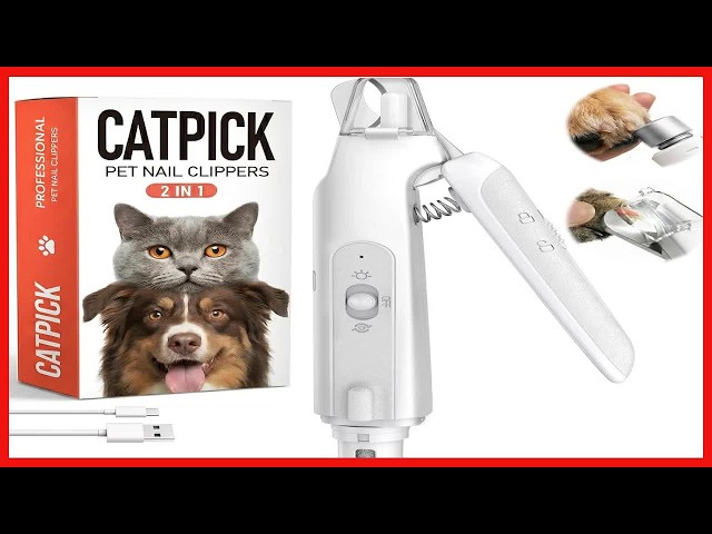 2-in-1 Dog & Cat Nail Clippers with Light and Grinder for Safe, Easy Grooming