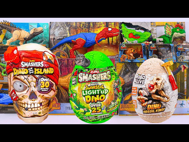 Unboxing and Review Jurassic World Toys | Zuru Smashers Dino, Trex Spider-Man ,Bistahieversor | ASMR