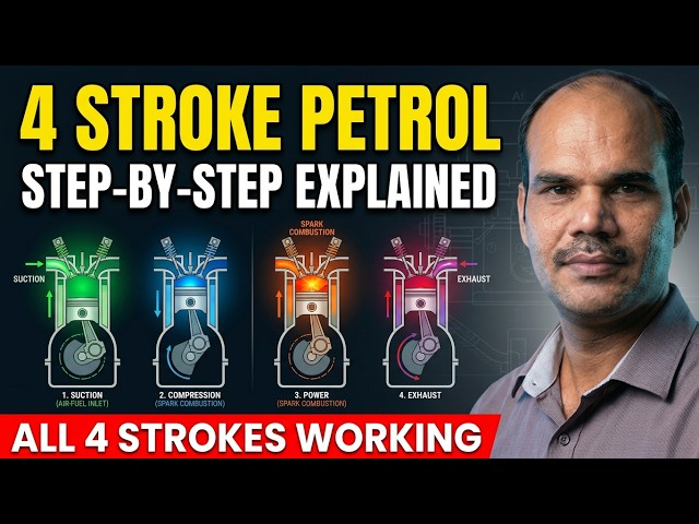 🚨 THERMAL ENGINEERING: 4 Stroke Petrol Engine Working & 720° Cycle #mechanicalengineering
