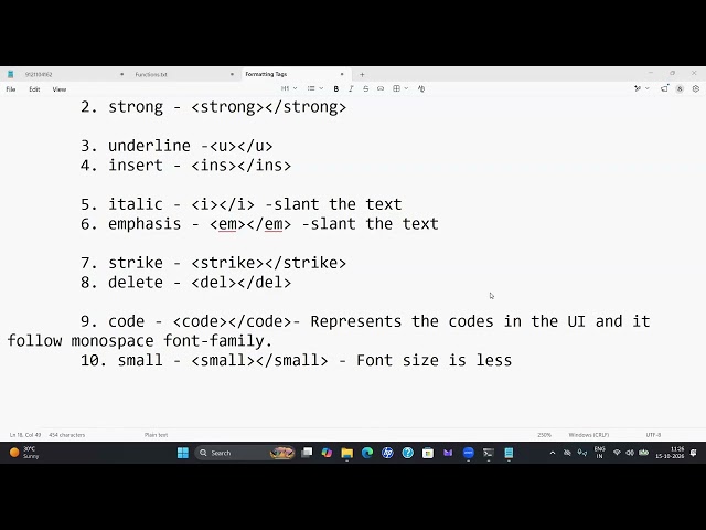 Lecture 4 - HTML , CSS, Javascript By Mr. Ram Kumar || Formatting Tags & Elements || Nareshit 
