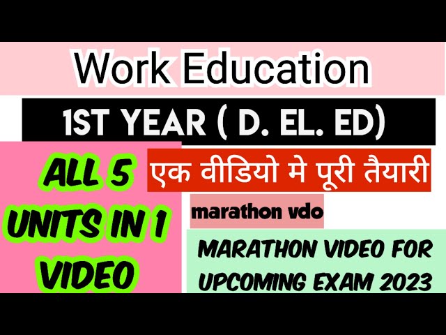 Work Education / 1st Year / Marathon Video / All 5 Units in 1 Video