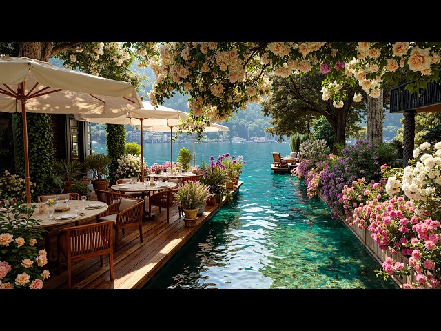 Morning Café Jazz at Lake Como ☕ Soft Bossa Nova Piano & Gentle Outdoor Jazz Music for Calm Focus