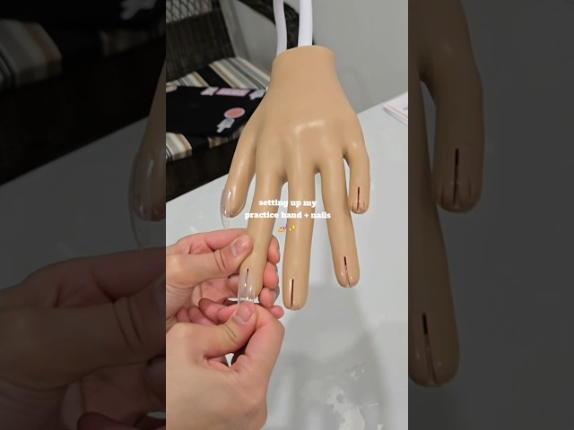 Setting up the practice hand + practice nails 💅✨️ #beauty #nailsupplies #nailtech #nailtechnician