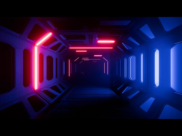1 Hour Sci-Fi Neon Spaceship Tunnel Loop 4K No Audio | Cyberpunk VJ Visual Background