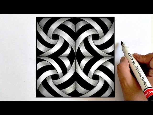 3D Optical Illusion Drawing | Op Art Ideas | Zentangle | Geometric