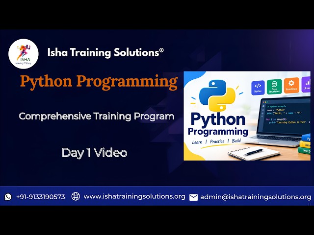Python Programming Day 1 Video on 27th September 2026. Call/WhatsApp on 9133190573 to Enroll