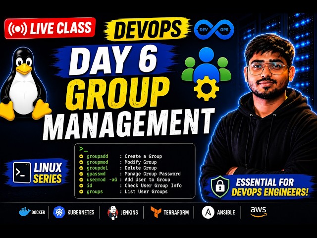 DevOps Day 6: Group Management in Linux | groupadd, groupmod, groupdel | Linux Tutorial | Hindi 2026