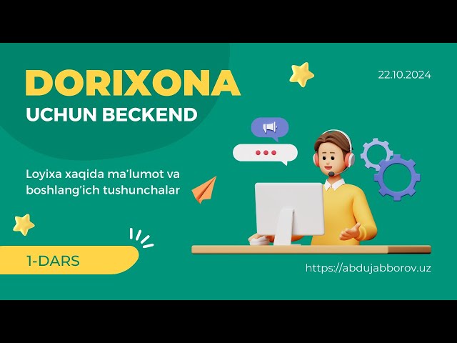 Dorixona uchun beckend  1-Dars | JavaScript va Nodejs