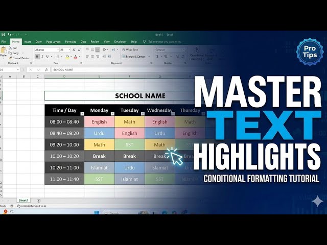 One-Click School Timetable in Excel | Auto Color with Conditional Formatting #viralvideo
