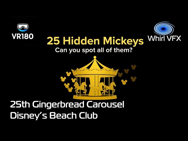 25 Hidden Mickeys Scavenger Hunt at Disney’s Beach Club Christmas Gingerbread Carousel | VR180 3D 8K