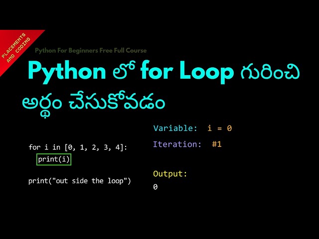 Understanding for Loop in Python || Telugu || Lesson 45 || Python For Beginners ||