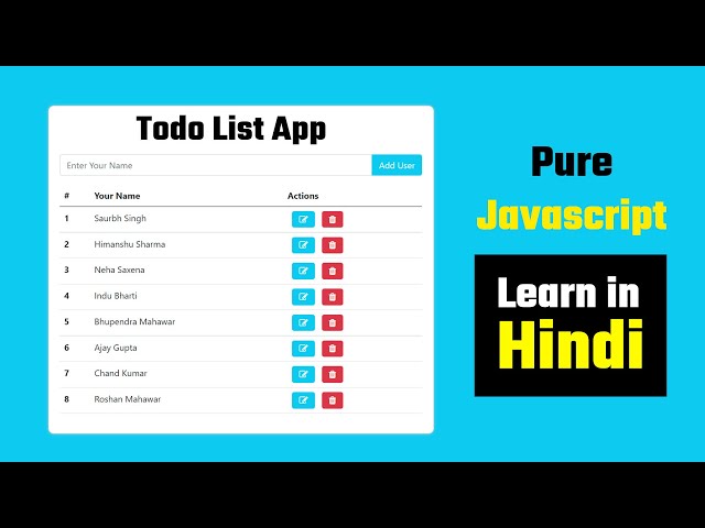 Todo List App Javascript  || Javascript Tutorial in Hindi for Beginners