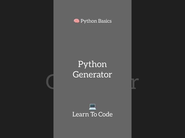 What is a Generator in Python?#python #pythongenerators