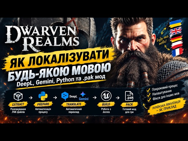 Як локалізувати Dwarven Realms будь-якою мовою | DeepL, Gemini, Python та .pak мод
