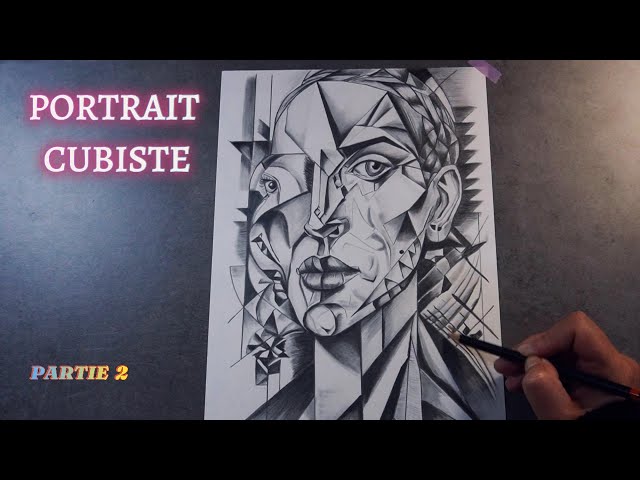 Portrait CUBISTE au crayon graphite (Partie2)✏️✨