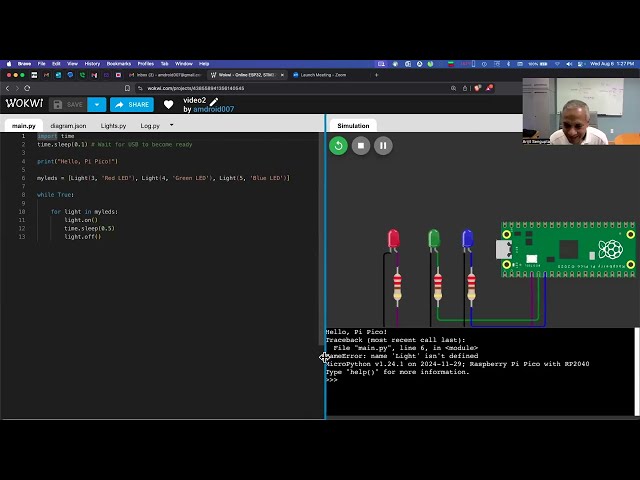 Raspberry Pi Pico Tutorial - 2.💡Control Multiple LEDs with MicroPython using the Wokwi simulator
