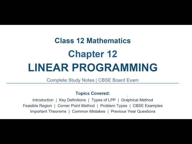 Linear Programming Problem (LPP) | Graphical Method | Class 12 CBSE Maths