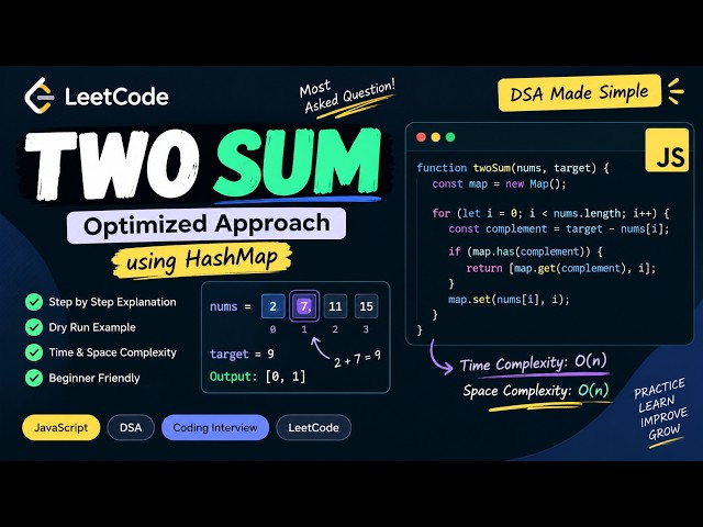Two Sum in JavaScript | O(n) HashMap Approach Explained | Coding Interview