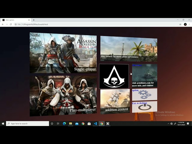 Assassin game layout using HTML and CSS (source code in description)