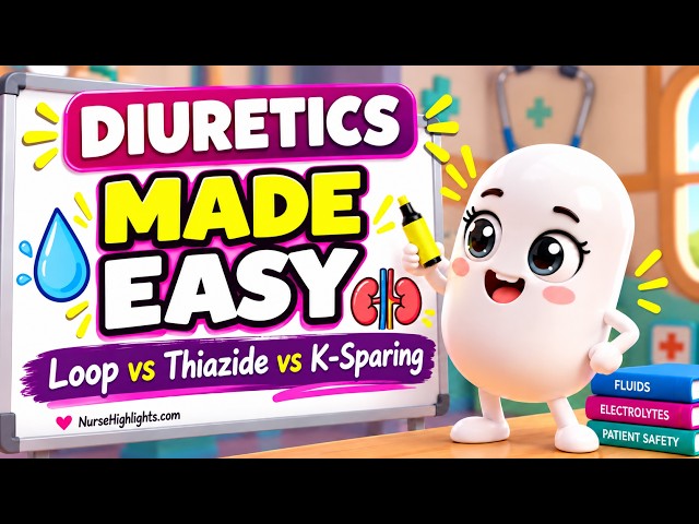 Diuretics Pharmacology Made Easy for Nursing Students | Loop vs Thiazide vs Potassium-Sparing