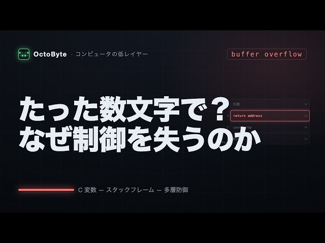 【メモリ】バッファオーバーフロー——数文字あふれるだけで、なぜ制御を失うのか