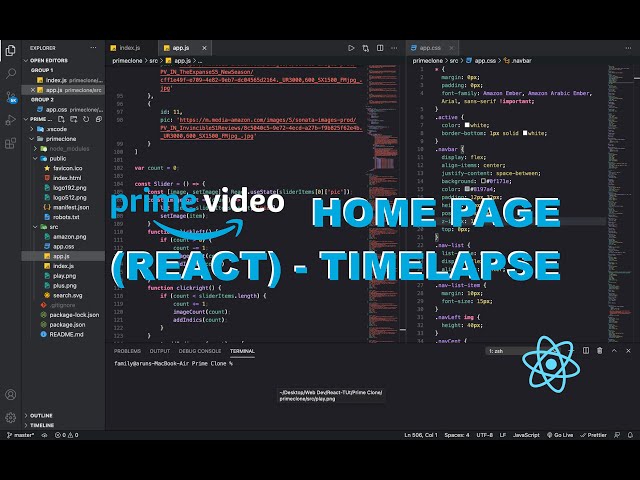 PRIME VIDEO HOME PAGE (REACT) - TIMELAPSE VIDEO #react #timelapse #code