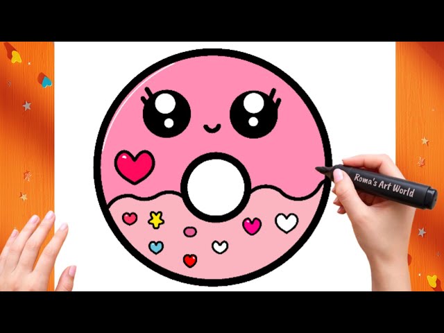 How to Draw a Super Cute Donut | Easy Kawaii Drawing For Kids and Toddlers 