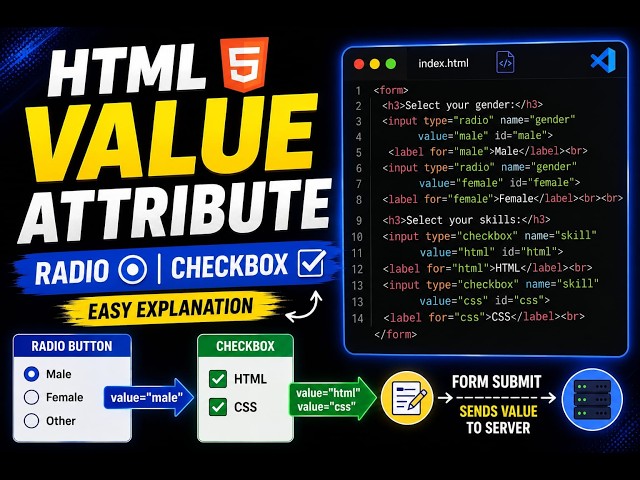 HTML Value Attribute Explained | Radio Button & Checkbox Tutorial for Beginners