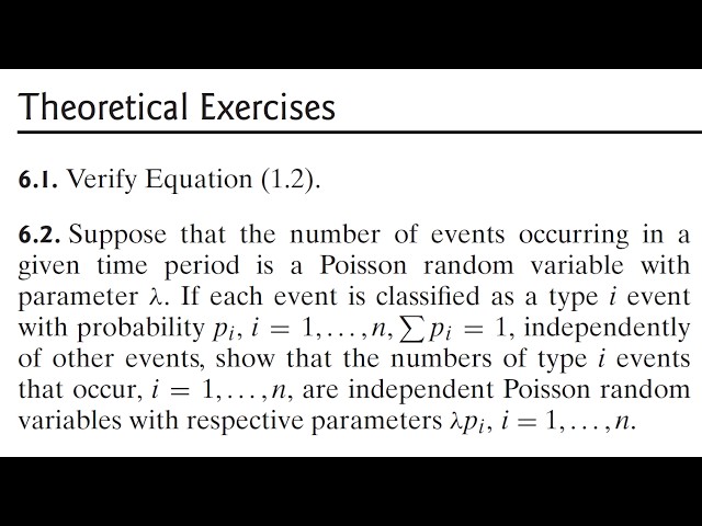Probability (9E) - Ross. ThEx 6.1, 6.2: Joint Cumulative Distribution Fct, Poisson random variables