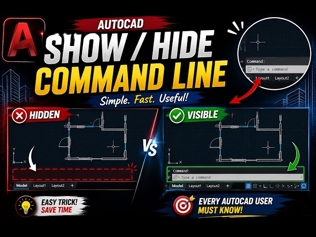 How to Show & Hide Command Line in AutoCAD #autocad #cad #commandline #cadtrickspro #learnautocad