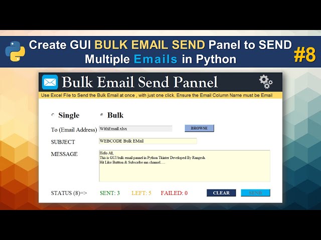 How to send Multiple Emails in Python | GUI Tkinter  Part8 #Webcode