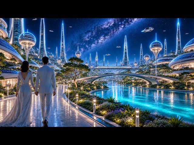 Relaxing Futuristic City Under the Stars | Peaceful Sci-Fi Ambient Music for Sleep & Calm