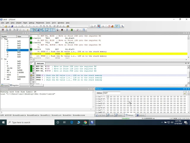 Video-04: Stack Memory and Stack Pointer using PUSH and POP Instructions in 8051 controller