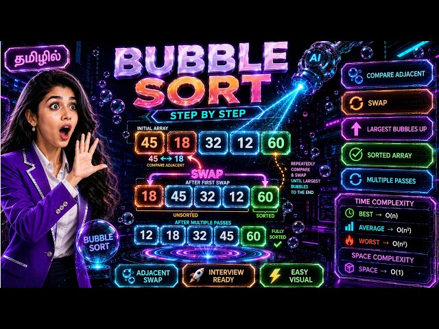 Bubble Sort Example in Tamil 🔥 Step-by-Step Explanation #bubblesort #problemsolving #keepgon