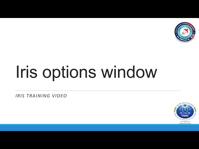 Iris automated coding system video 5: Iris options window