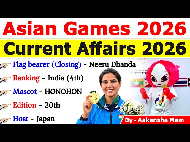 Asian Games 2026 MCQs 🔥 | एशियाई खेल 2026 | Most Important Questions | Sports Current Affairs 2026