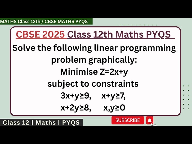 Solve the following linear programming problem graphically: Minimise Z=2x+y subject to constraints